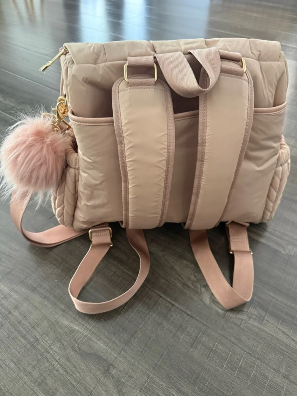 Happbrand Quilted Puffer Diaper Bag in Blush Pink